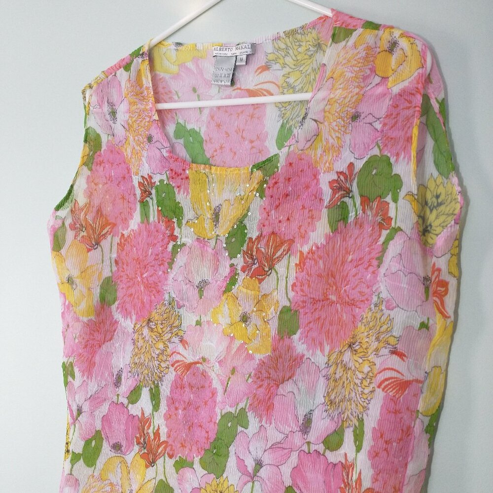 NWOT Alberto Makali Cropped Mini Pleated Top with Sequin Accents